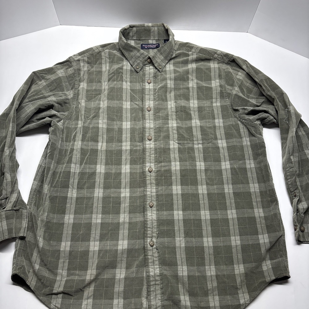 VTG  Roundtree & Yorke Shirt‎ long Sleeve green plaid XL